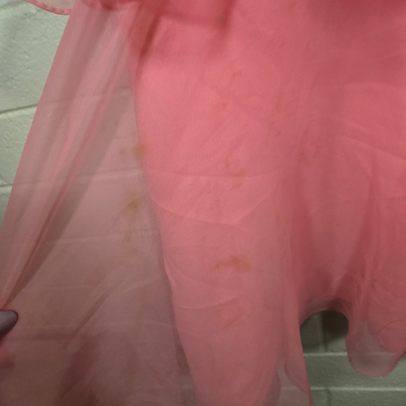 Vtg Pink Tiered Chiffon Maxi Skirt 26 Waist Ruffle Barbiecore Prom 80s 90s - Picture 7 of 9